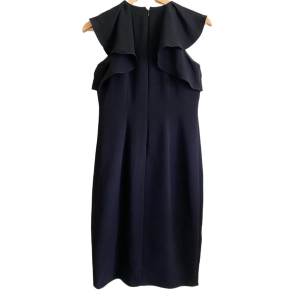 SHOSHANNA Preppy Career Flutter Sleeve Black Darwin Column Dress 2P Cocktail - Picture 6 of 10